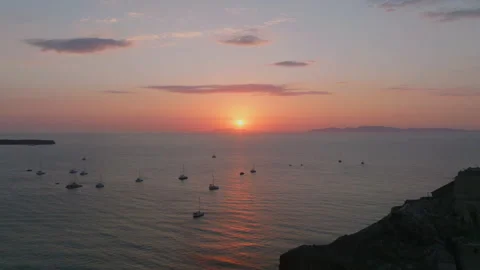 Sunset seen from Santorini, Greece Stock Footage 220203551