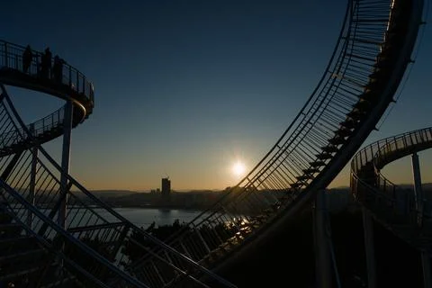 Sunset Seen Through Circular Skywalk Stock Photos