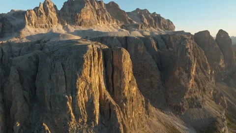 Sunset at Sella Group. Aerial View. Dolomites, Italy Stock-Footage 266455856