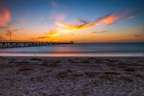 Sunset at Semaphore Pier Stock Photos
