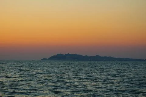 "Sunset Serenade: Capturing Golem Beach and the Adriatic Sea in Durres, Albania Stock Photos