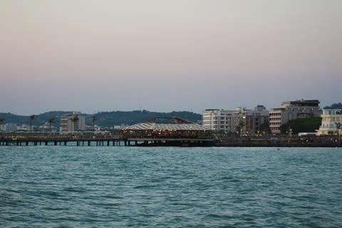 "Sunset Serenade: Capturing Golem Beach and the Adriatic Sea in Durres, Albania Stock Photos