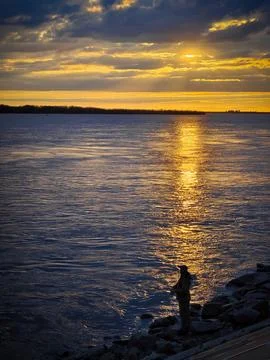 Sunset serenity by the waterfront Stock Photos