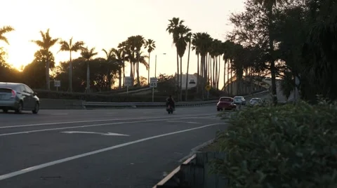 Sunset set on bridges leading to Cocoa Beach Florida Stock Footage 60596503