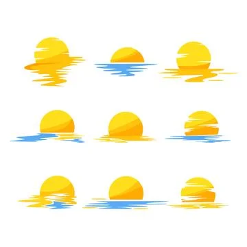 Sunset set cartoon vector illustration 스톡 일러스트