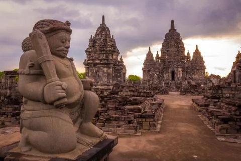 Sunset at Sewu Temple, Prambanan Complex, Yogyakarta, Indonesia Foto stock