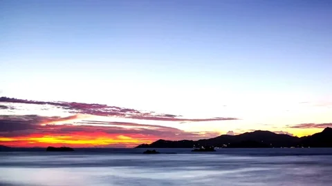 Sunset in the seychelles in motion Stock Footage 71533524