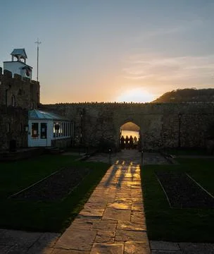 Sunset shadows of a group of people Stock Photos