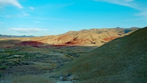 Sunset shadows on the Painted Hills in Summer one of the seven wonders of oregon Stock Footage 81798015
