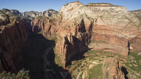 Sunset Shadows Timelapse 2 from Angel's Rest Zion National Park Canyon 4K Stock Footage 124815018