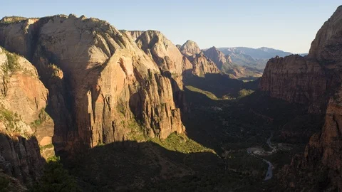 Sunset Shadows Timelapse from Angel's Rest Zion National Park Canyon 4K Stock Footage 123446183