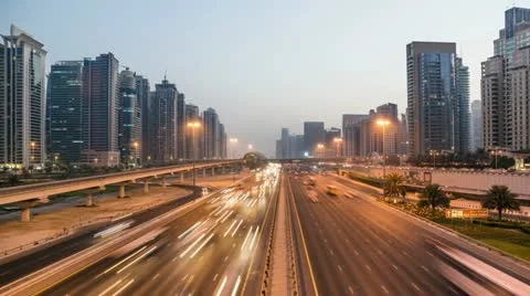 Sunset at Sheikh Zayed Road 4K Timelpase 스톡 동영상 12367116