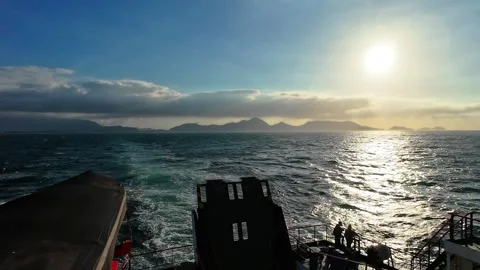 Sunset from ship deck leaving the harbor, Aceh Indonesia. Video stock 321127791