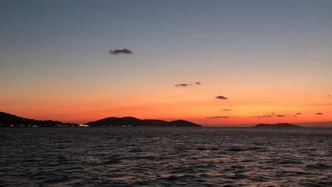 Sunset on the ship Video stock 115532705