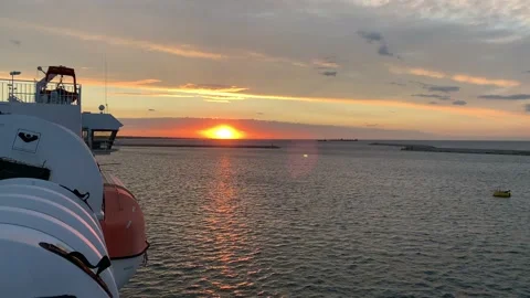 Sunset from ship Stock Footage 136948716