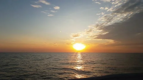 Sunset From Ship Stock Footage 138455784
