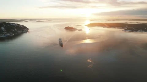 Sunset Ship Stock Footage 229840728