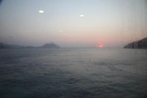 Sunset on the ship Stock Photos