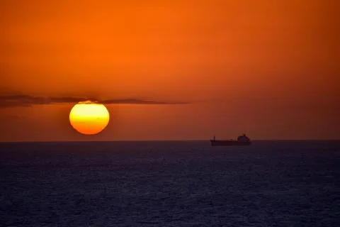 Sunset ship Stock Photos