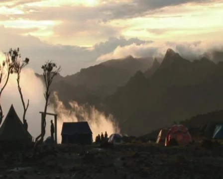 Sunset shira camp Stock Footage 607049