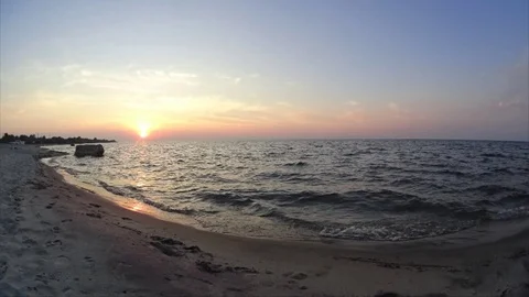 Sunset on the shore Stock Footage 85845677