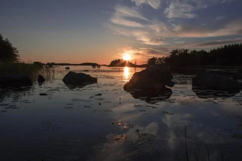 Sunset on shore. Foto stock