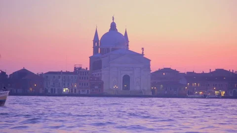 Sunset shot of Chiesa di Santa Maria della Presentazione Church in Venice Italy Stock Footage 128317274