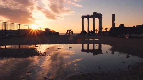 Sunset at side ancient city in Antalya Turkey Stock Footage 170156066