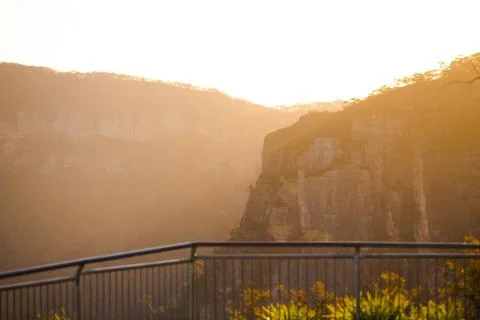 Sunset at the side of a cliff Stock Photos