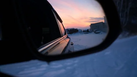 Sunset in the side mirror 스톡 동영상 120538822