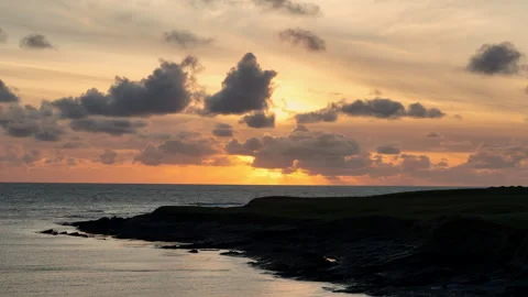 Sunset side pan on the Irish coastline Stock Footage 301090227