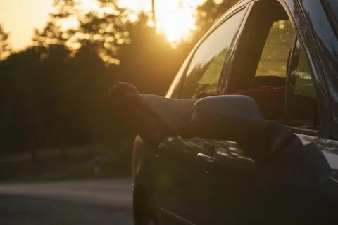 Sunset on the side of the road concept of freedom-06954 Stock Photos