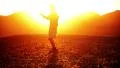 Sunset Silhouette 02 Karate Master in Slow Motion HD Footage
