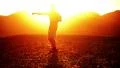 Sunset Silhouette 03 Karate Master in Slow Motion HD Footage