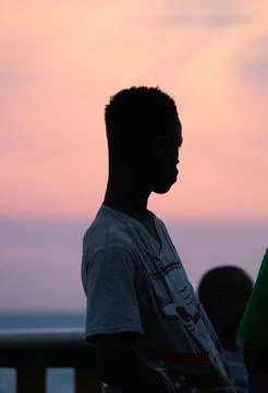 Sunset silhouette afro Stock Photos