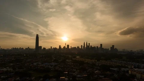 Sunset SIlhouette from a far Stock Footage 121864318