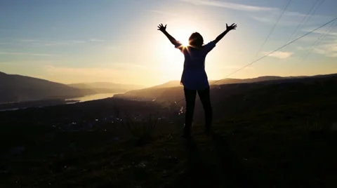 Sunset silhouette Stock Footage 12077992