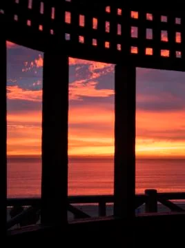Sunset Silhouette of a gazebo  Stock Photos