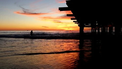 Sunset with silhouette of people Video stock 82708400