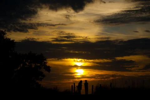 Sunset with Silhouette Stock-Fotos
