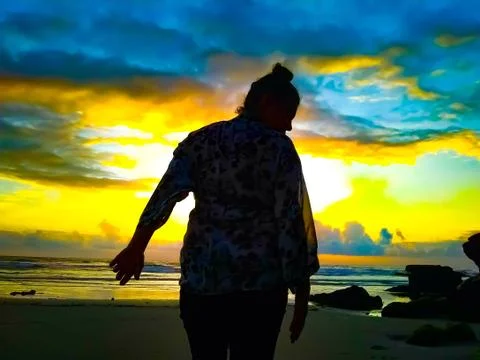 Sunset silhouette. Stock Photos
