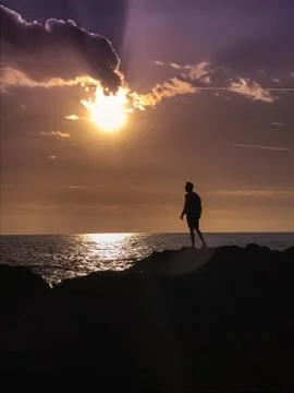 Sunset silhouette Stock Photos