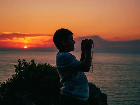 Sunset silhouette 스톡 사진