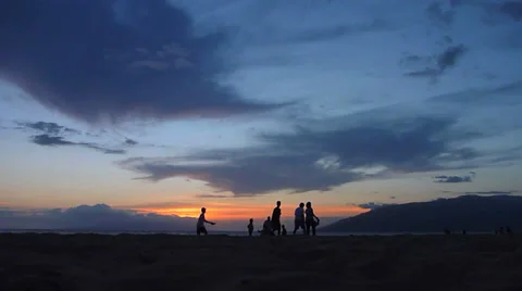 Sunset Silhouettes at the Beach Time Lapse Stock Footage 23792500