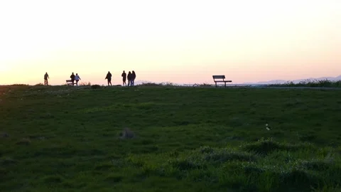 Sunset Silhouettes at Terra Nova Park Dyke, April 19, 2024, BC, Canada Video stock 275074132