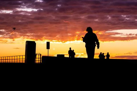 Sunset Silhouettes at the Viewpoint Stock Photos