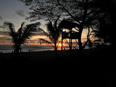 Sunset Siluet Beach on South Java Stock Photos