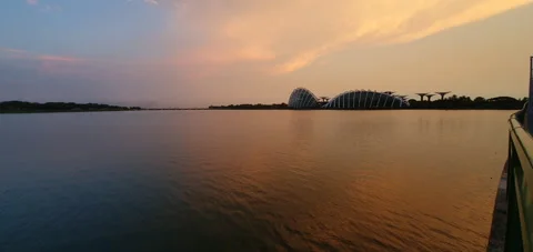 Sunset Singapore Gardens By The Bay Stock Footage