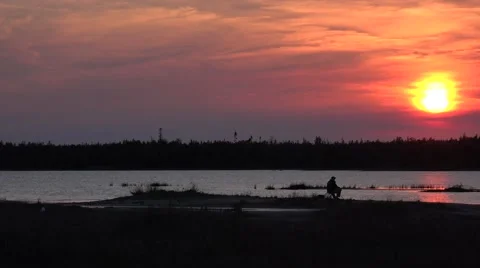 Sunset at Singing Sands in Tobermory Stock Footage 55395721