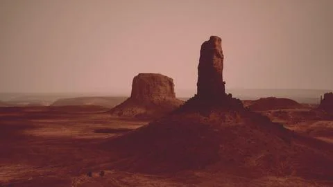 Sunset at the sisters in Monument Valley Stock Illustration